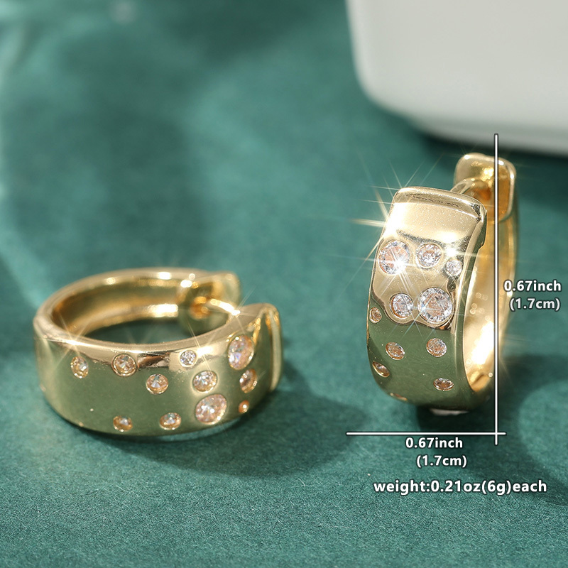 Women's Bold Golden U-Shaped Spring Ear Cuffs with Zirconia